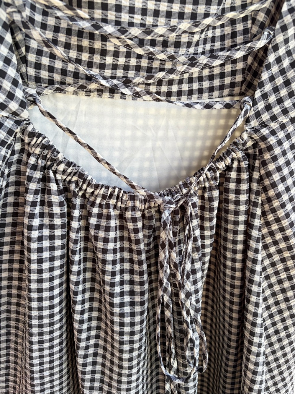 🆕 🏁Gianni Bini Gingham Maxi Dress Black White Tie Waist Casual Size 6 Sundress - Picture 8 of 17